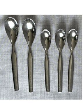 Retroneu CONVAIR Teaspoon (3) + Soup Spoon (2) Lot Stainless 18/8 Modern Tapered